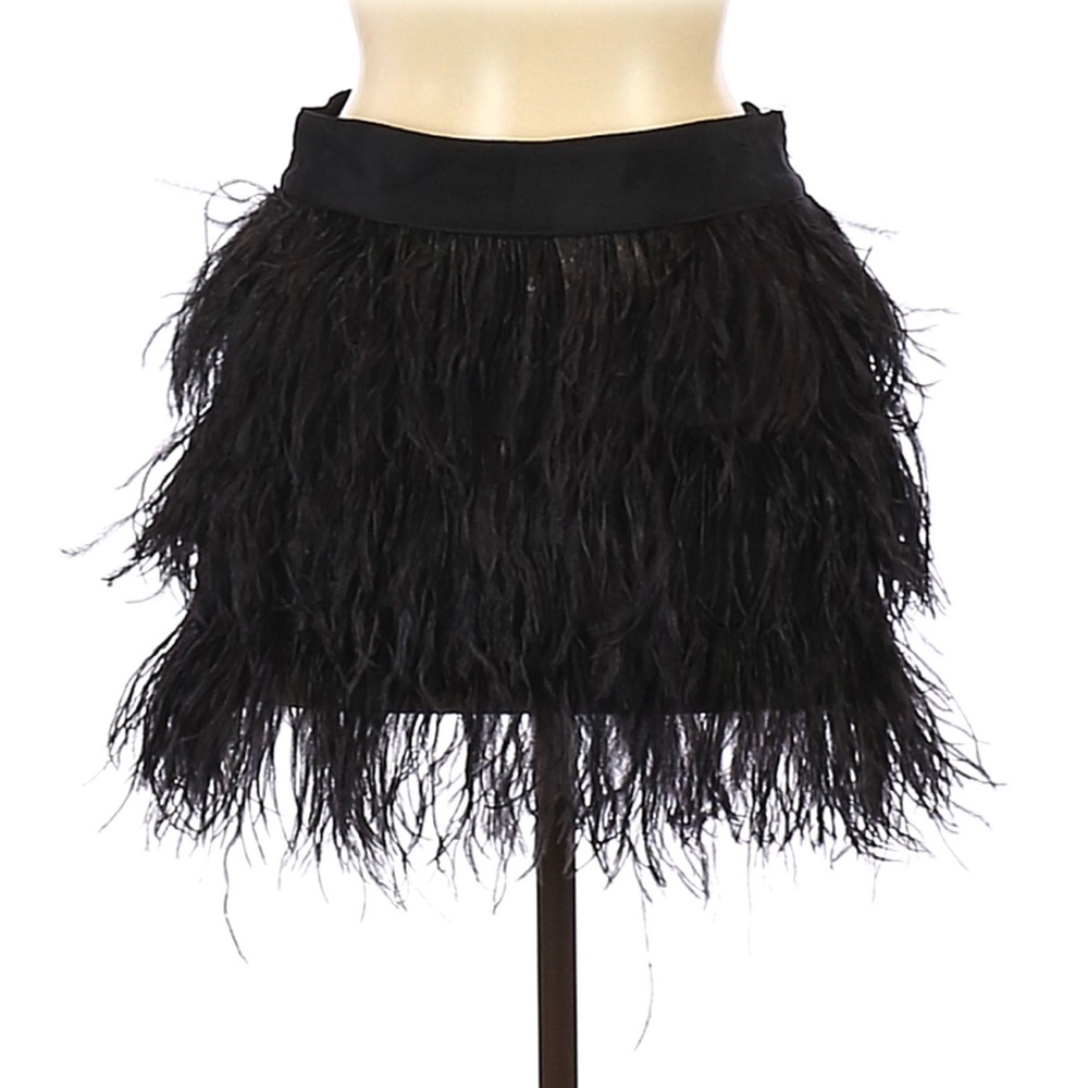 Ostrich feather mini skirt with corset sewn insert